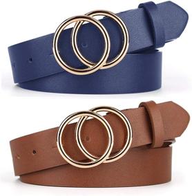 img 4 attached to 👩 Double Buckle Leather Women's Accessories for Fashion-forward Women