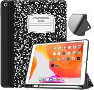 soke ipad 7th/8th/9th generation case, compatible with ipad 10.2 inch (2019/2020/2021 releases), ipad case 10.2 with built-in pencil holder, lightweight smart cover featuring soft tpu back, auto sleep/wake function (book black) logo