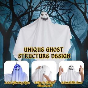 img 2 attached to 👻 Halloween Hanging Ghost Decorations - Glowing Halloween Party Decor, Cute Flying Ghost for Trees, Front Porch, Yard Lawn Stakes, Colored Contacts Outdoor Decor - Pack of 3