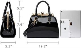 img 2 attached to 👜 Shiny Patent Leather Handbags - LJOSEIND Fashion Satchel Purses, Shoulder Bags with Top Handles for Women