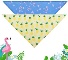 img 3 attached to Hawaii Style Dog Bandana 2 Pack - Pineapple Elements Summer Washable Triangle Scarf Holiday Accessories for Small Medium Large Pet Dogs by BINGPET