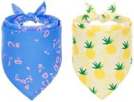 hawaii style dog bandana 2 pack - pineapple elements summer washable triangle scarf holiday accessories for small medium large pet dogs by bingpet логотип