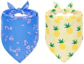 img 4 attached to Hawaii Style Dog Bandana 2 Pack - Pineapple Elements Summer Washable Triangle Scarf Holiday Accessories for Small Medium Large Pet Dogs by BINGPET