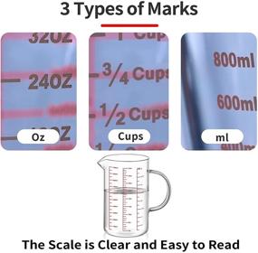 img 2 attached to 📏 Luvan 34oz/4 Cups Glass Measuring Cup: Easy-to-Read with V-Shaped Spout & 3 Types of Markings - Ideal for Kitchen or Restaurant Use