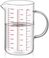 📏 luvan 34oz/4 cups glass measuring cup: easy-to-read with v-shaped spout & 3 types of markings - ideal for kitchen or restaurant use logo