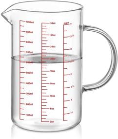 img 4 attached to 📏 Luvan 34oz/4 Cups Glass Measuring Cup: Easy-to-Read with V-Shaped Spout & 3 Types of Markings - Ideal for Kitchen or Restaurant Use