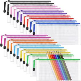 img 4 attached to Umriox Zipper Pencil Pouches (20 Packs) - Small Clear Pencil Case for Bills/Cosmetics/Travel Storage - 10 Colors - Ideal for School and Office Supplies