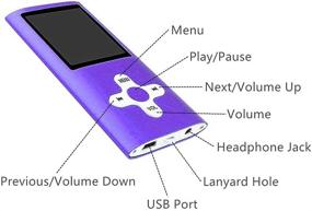 img 2 attached to Runying Portable MP3 Player MP4 Player with 💜 32GB Micro SD Card - Purple, Expandable up to 64GB
