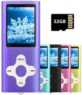 runying portable mp3 player mp4 player with 💜 32gb micro sd card - purple, expandable up to 64gb logo