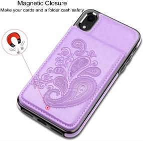 img 1 attached to 🌸 LakiBeibi Flower Series iPhone XR Case: Slim PU Leather Wallet Flip Case with Card Holder and Screen Protector - Full Body Protection for Girls, Purple - 6.1 Inches (2018 Model)