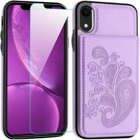 img 3 attached to 🌸 LakiBeibi Flower Series iPhone XR Case: Slim PU Leather Wallet Flip Case with Card Holder and Screen Protector - Full Body Protection for Girls, Purple - 6.1 Inches (2018 Model)