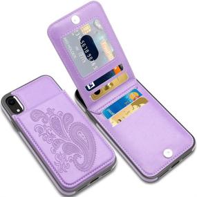 img 4 attached to 🌸 LakiBeibi Flower Series iPhone XR Case: Slim PU Leather Wallet Flip Case with Card Holder and Screen Protector - Full Body Protection for Girls, Purple - 6.1 Inches (2018 Model)