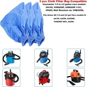 img 3 attached to 🛠️ Efficient 3-Piece Cloth Filter Bag for Armor All AA256 AA255 Shop VAC Microlined - Fits 2.5 Gallon Capacity