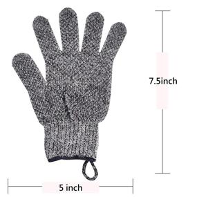 img 2 attached to Charcoal Exfoliating Gloves - Bamboo Charcoal Infused 1 Pair Exfoliating Gloves for Men and Women | With Hanging Loop | Body Scrub Gloves for Dry Skin | Body Exfoliator Gloves