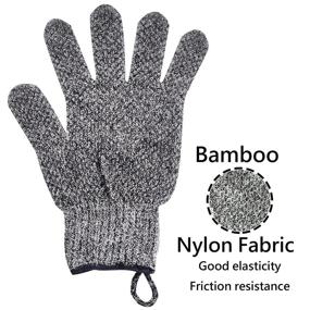 img 3 attached to Charcoal Exfoliating Gloves - Bamboo Charcoal Infused 1 Pair Exfoliating Gloves for Men and Women | With Hanging Loop | Body Scrub Gloves for Dry Skin | Body Exfoliator Gloves