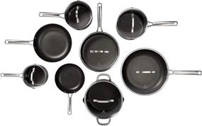 img 4 attached to 🍳 Высокооцененный набор посуды Calphalon Classic Nonstick Hard-Anodized, 14 предметов, в элегантном сером цвете.