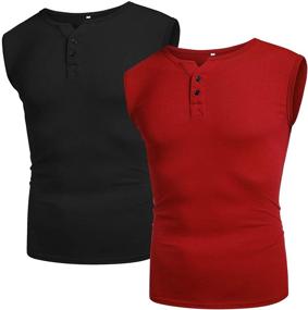 img 2 attached to Babioboa Sleeveless Henleys for Fitness Workouts