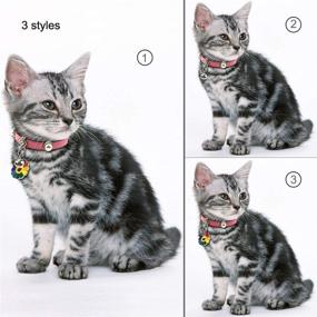 img 3 attached to Premium PU Leather Cat Collar with Bell and Pendant - Adjustable for Small Cats and Puppies (S, Pink)