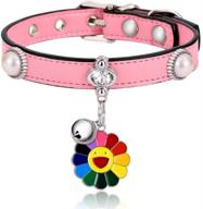 premium pu leather cat collar with bell and pendant - adjustable for small cats and puppies (s, pink) logo