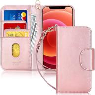 📱 fyy iphone 12 case/iphone 12 pro case - luxury pu leather wallet flip folio cover with kickstand, card slots, and note pockets - rose gold - compatible with iphone 12/12 pro 5g 6.1 logo
