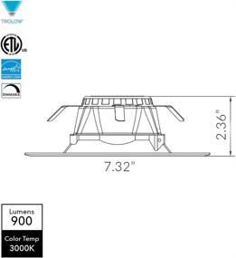 img 3 attached to 🔆 TriGlow T80621 12W Retrofit Downlight Kit: 100W Replacement, 6" Square Opening, Dimmable, 3000K, E26 Base - ETL & Energy Star Qualified