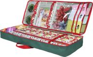 primode christmas wrapping paper storage box with pockets, large gift wrap storage container bag (37” x 14” x 4”) - durable 600d oxford material (green) logo