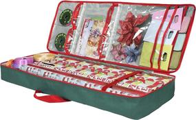 img 4 attached to Primode Christmas Wrapping Paper Storage Box with Pockets, Large Gift Wrap Storage Container Bag (37” x 14” x 4”) - Durable 600D Oxford Material (Green)