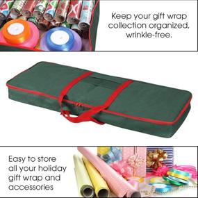 img 1 attached to Primode Christmas Wrapping Paper Storage Box with Pockets, Large Gift Wrap Storage Container Bag (37” x 14” x 4”) - Durable 600D Oxford Material (Green)