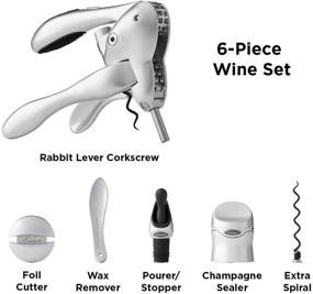 img 2 attached to 🍷 Premium Rabbit 6-Piece Silver Wine Tool Kit - Complete Set for Wine Enthusiasts