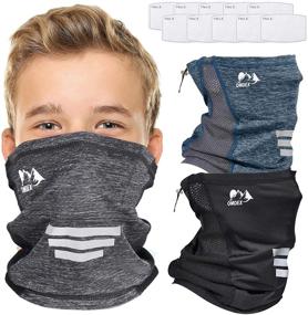 img 4 attached to OMDEX 3 Pack Kids Neck Gaiter 👶 Mask: Filtered & Adjustable Face Cover for Sun Protection