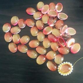 img 2 attached to 🌸 50 Pieces Golden Pink Oval Cabochons Suncatcher Flat Marbles - Ideal for Garden, Vase Filling, and Jewelry Making