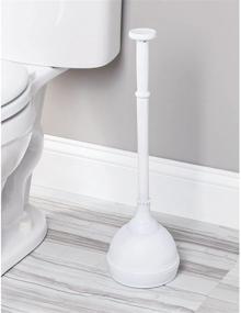 img 3 attached to 🚽 mDesign Plastic Bathroom Toilet Bowl Plunger Set - Lift & Lock Cover, Compact Storage Caddy with Base - Heavy Duty, Sleek Modern Design - White