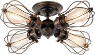 🏭 industrial vintage semi-flush mount ceiling light with metal fixtures and painted finish - moonkist (bronze, 4-light) логотип