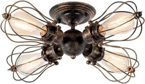 img 4 attached to 🏭 Industrial Vintage Semi-Flush Mount Ceiling Light with Metal Fixtures and Painted Finish - Moonkist (Bronze, 4-Light)