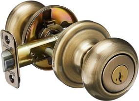 img 3 attached to 🚪 Enhance Home Security with Kwikset Juno Keyed Entry Door Knob in Antique Brass, featuring Microban Antimicrobial Protection and SmartKey Security