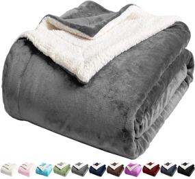 img 4 attached to 🛌 Luxurious LBRO2M Sherpa Fleece Bed Blanket - Queen Size Super Soft & Cozy Grey Plush Microfiber Couch Throw