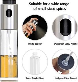 img 2 attached to 🧂 2-in-1 Salt and Pepper Grinders Set with Olive Oil Spray Bottle - Glass Oil Sprayer Dispenser for Cooking, BBQ, Salad, and Kitchen Baking