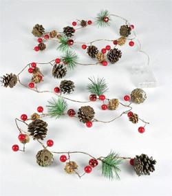 img 1 attached to 🎄 LSKYTOP 6.5FT Christmas Garland with 20 LED Lights - Red Berry Pine Cone Garland for Winter Holiday and Thanksgiving Decorations, Battery Operated