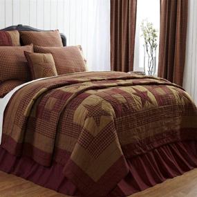 img 4 attached to 🔴 VHC Brands Ninepatch Star King Quilt 105Wx95L - Country Patchwork Design, Burgundy