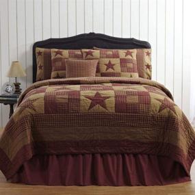 img 1 attached to 🔴 VHC Brands Ninepatch Star King Quilt 105Wx95L - Country Patchwork Design, Burgundy