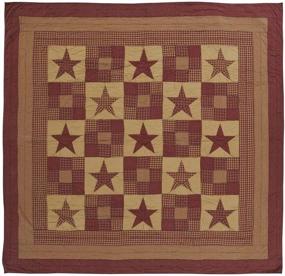 img 3 attached to 🔴 VHC Brands Ninepatch Star King Quilt 105Wx95L - Country Patchwork Design, Burgundy