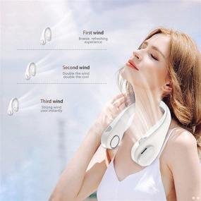 img 2 attached to 🌀 Stay Cool Anywhere with the Portable Neck Fan - Rechargeable Bladeless Neck Fan for Travel, Gym, Sleep, and Cooking - 3 Speeds, 360° Bendable, Low Noise (White)