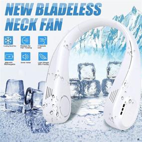 img 3 attached to 🌀 Stay Cool Anywhere with the Portable Neck Fan - Rechargeable Bladeless Neck Fan for Travel, Gym, Sleep, and Cooking - 3 Speeds, 360° Bendable, Low Noise (White)