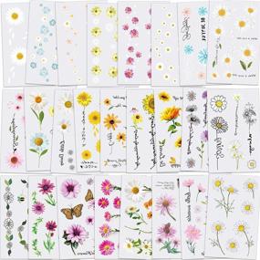 img 4 attached to Konsait Flower Temporary Tattoos: 25 Sheets of Waterproof Body Art Stickers for Women, Girls, and Kids - Hand, Neck, Wrist, Perfect for Birthday Parties and Party Favor Supplies