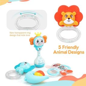 img 2 attached to 5-Piece Baby Rattle Teether Toys Set with Electronic Elephant Grab Shaker and Spin Rattles 👶 - Musical and Chewable Toys for Infant Boys and Girls Aged 0-12 Months by TOY Life