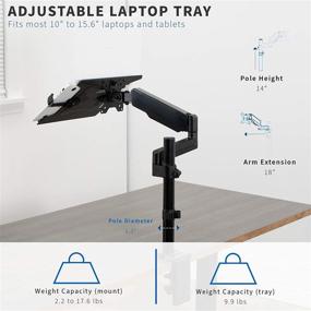 img 2 attached to 🖥️ VIVO Adjustable Laptop Holder Desk Mount for 10-15.6 inch Notebooks, Single Pneumatic Arm VESA Stand with C-clamp and Grommet Options, Black (STAND-V101L)