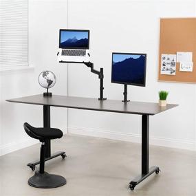img 1 attached to 🖥️ VIVO Adjustable Laptop Holder Desk Mount for 10-15.6 inch Notebooks, Single Pneumatic Arm VESA Stand with C-clamp and Grommet Options, Black (STAND-V101L)