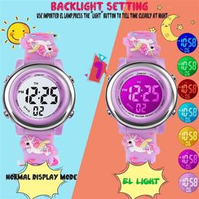 img 3 attached to 🕒 YxiYxi Kids Watches - 3D Cute Cartoon Digital Wrist Watch with 7 Color Lights, Waterproof Sports Outdoor LED Alarm Stopwatch, Silicone Band for Boys Girls Aged 3-10 Years, Little Child