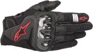 alpinestars large black/fluorescent red men's smx-1 air v2 motorcycle riding glove logo