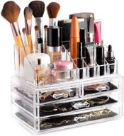 translucent cosmetic storage organizer - effortlessly arrange your cosmetics, jewelry & hair accessories. enhances vanity, bathroom counter, or dresser aesthetic. transparent design for improved visibility. logo